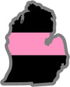 5" Michigan MI Thin Pink Line Black State Shape Sticker