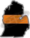 5" Michigan MI Thin Orange Line Black State Shape Sticker