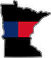 5" Minnesota MN Thin Blue / Red Line Black State Shape Sticker