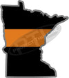 5" Minnesota MN Thin Orange Line Black State Shape Sticker