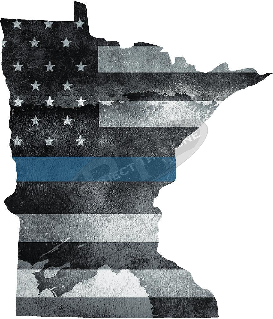 5" Minnesota MN Tattered Thin Blue Line State Sticker Decal