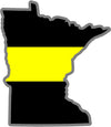 5" Minnesota MN Thin Yellow Line Black State Shape Sticker