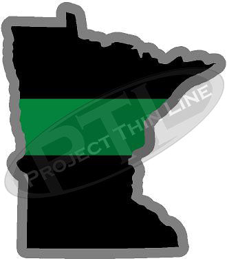 5" Minnesota MN Thin Green Line Black State Shape Sticker