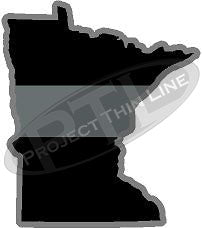 5" Minnesota MN Thin Silver Line Black State Shape Sticker