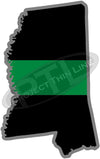 5" Mississippi MS Thin Green Line Black State Shape Sticker