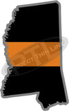 5" Mississippi MS Thin Orange Line Black State Shape Sticker