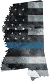 5" Mississippi MS Tattered Thin Blue Line State Sticker Decal