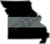 5" Missouri MO Thin Silver Line Black State Shape Sticker