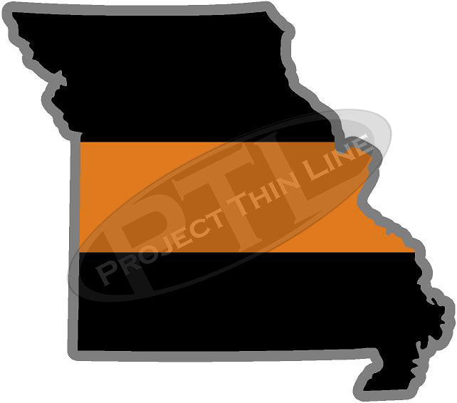 5" Missouri MO Thin Orange Line Black State Shape Sticker