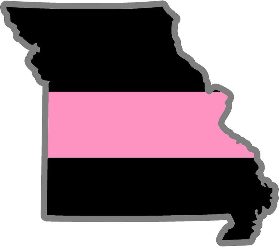 5" Missouri MO Thin Pink Line Black State Shape Sticker