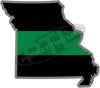 5" Missouri MO Thin Green Line Black State Shape Sticker