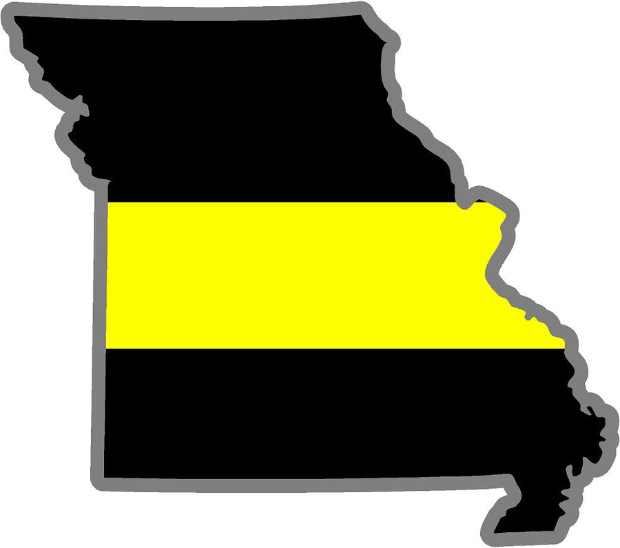 5" Missouri MO Thin Yellow Line Black State Shape Sticker