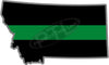5" Montana MT Thin Green Line Black State Shape Sticker