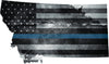 5" Montana MT Tattered Thin Blue Line State Sticker Decal