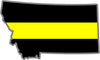 5" Montana MT Thin Yellow Line Black State Shape Sticker