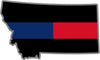5" Montana MT Thin Blue / Red Line Black State Shape Sticker
