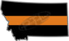 5" Montana MT Thin Orange Line Black State Shape Sticker