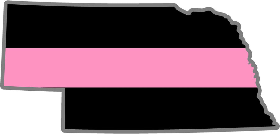 5" Nebraska NE Thin Pink Line Black State Shape Sticker