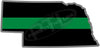 5" Nebraska NE Thin Green Line Black State Shape Sticker