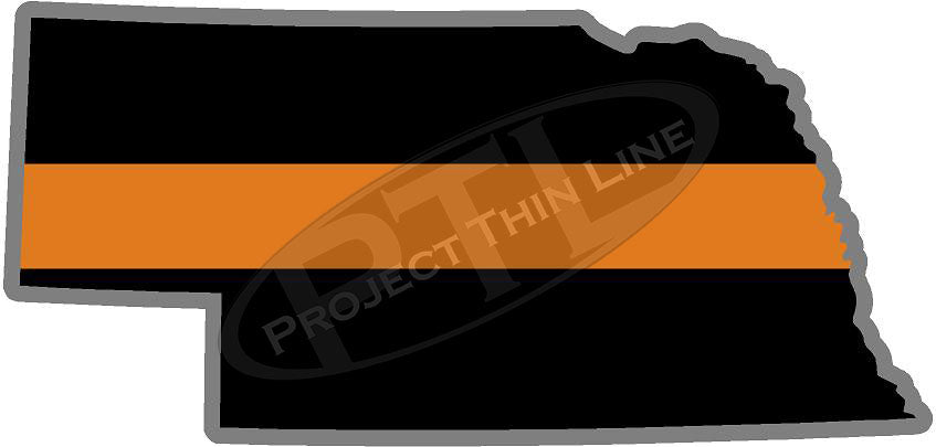 5" Nebraska NE Thin Orange Line Black State Shape Sticker