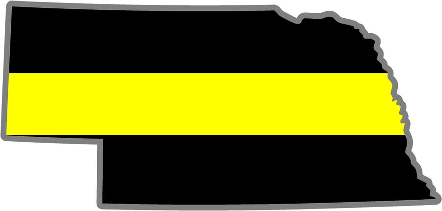 5" Nebraska NE Thin Yellow Line Black State Shape Sticker