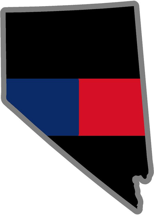 5" Nevada NV Thin Blue / Red Line Black State Shape Sticker