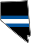 5" Nevada NV Thin Blue White Line Black State Shape Sticker