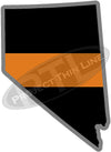 5" Nevada NV Thin Orange Line Black State Shape Sticker