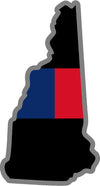 5" New Hampshire NH Thin Blue / Red Line Black State Shape Sticker