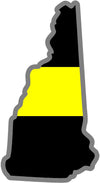 5" New Hampshire NH Thin Yellow Line Black State Shape Sticker
