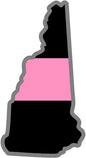 5" New Hampshire NH Thin Pink Line Black State Shape Sticker