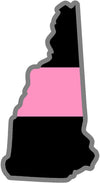 5" New Hampshire NH Thin Pink Line Black State Shape Sticker
