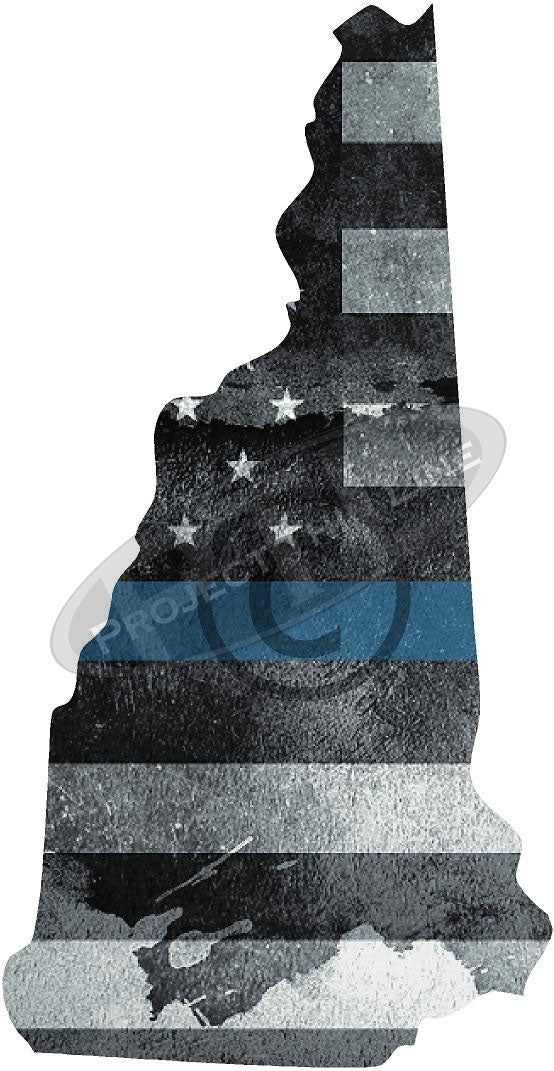 5" New Hampshire NH Tattered Thin Blue Line State Sticker Decal