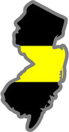 5" New Jersey NJ Thin Yellow Line Black State Shape Sticker