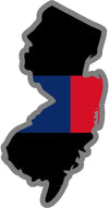 5" New Jersey NJ Thin Blue / Red Line Black State Shape Sticker