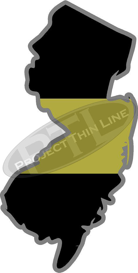 5" New Jersey NJ Thin Gold Line State Sticker Decal
