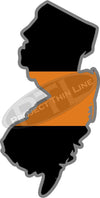 5" New Jersey NJ Thin Orange Line Black State Shape Sticker