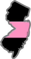 5" New Jersey NJ Thin Pink Line Black State Shape Sticker