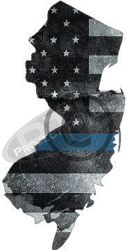 5" New Jersey NJ Tattered Thin Blue Line State Sticker Decal