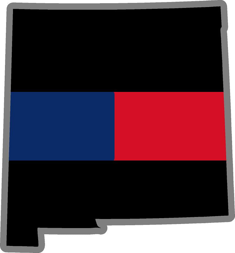 5" New Mexico NM Thin Blue / Red Line Black State Shape Sticker