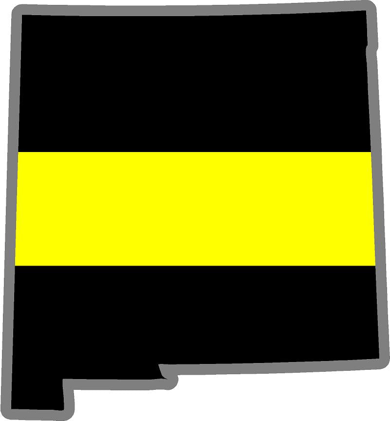 5" New Mexico NM Thin Yellow Line Black State Shape Sticker