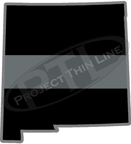 5" New Mexico NM Thin Silver Line Black State Shape Sticker