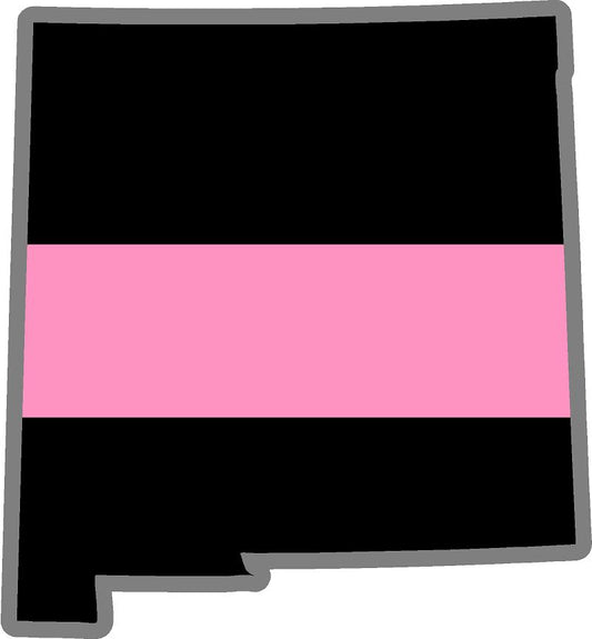 5" New Mexico NM Thin Pink Line Black State Shape Sticker