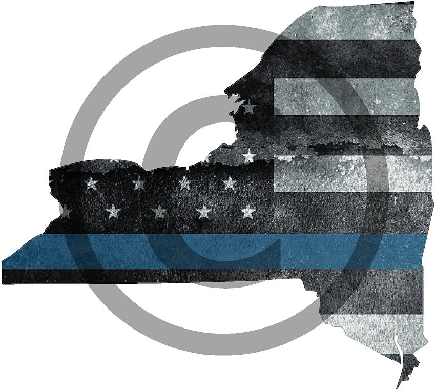 5" New York NY Tattered Thin Blue Line State Sticker Decal