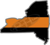5" New York NY Thin Orange Line Black State Shape Sticker