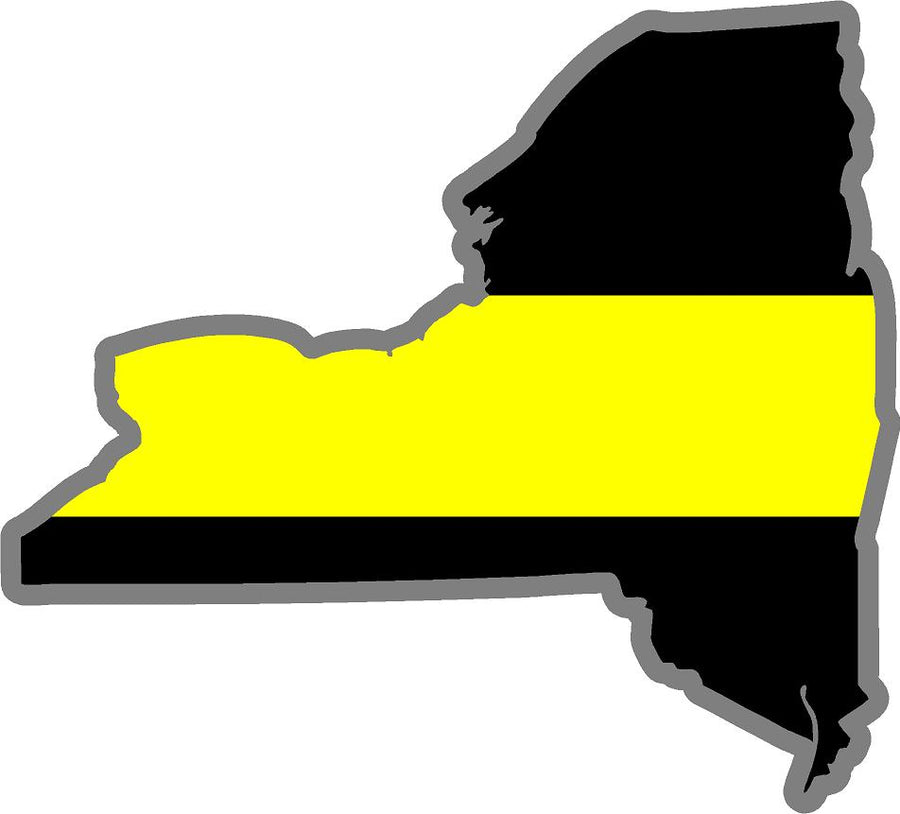 5" New York NY Thin Yellow Line Black State Shape Sticker
