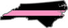 5" North Carolina NC Thin Pink Line Black State Shape Sticker