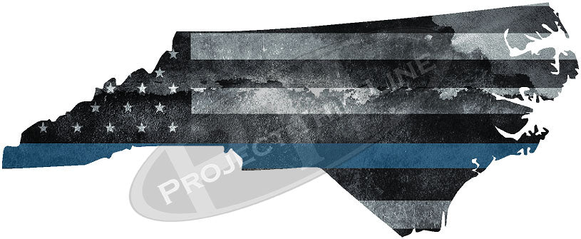 5" North Carolina NC Tattered Thin Blue Line State Sticker Decal