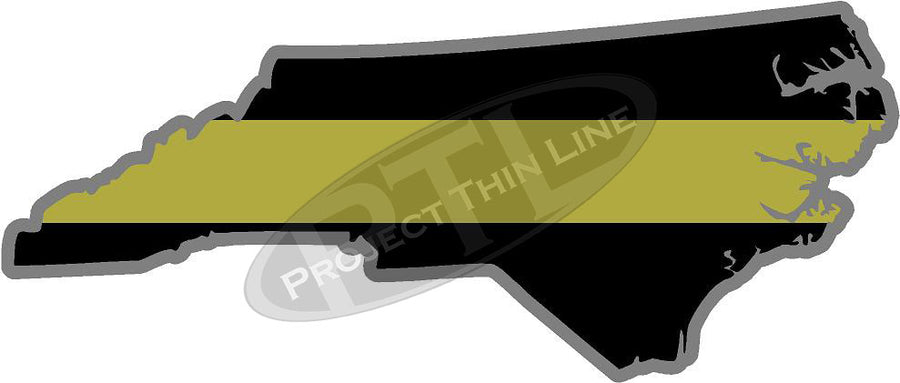 5" North Carolina NC Thin Gold Line State Sticker Decal