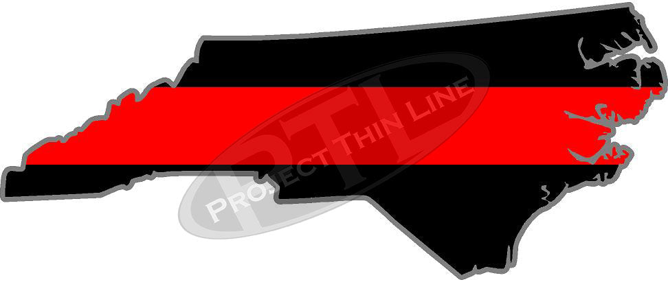 5" North Carolina NC Thin Red Line State Sticker Decal